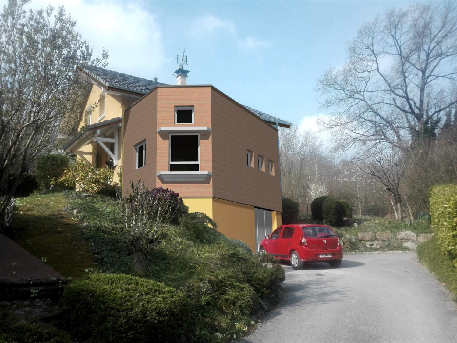 projet d'architecture d'agrandissement d'une maison individuelle